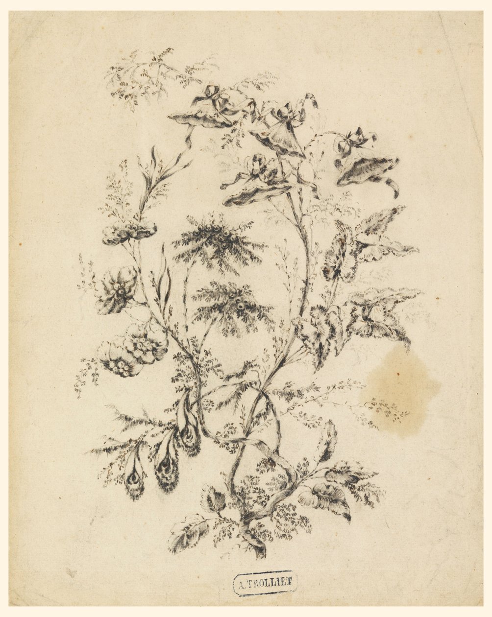 Rysunek, Konar fantastycznego drzewa, 1775-1800 autorstwa Jean Baptiste Pillement
