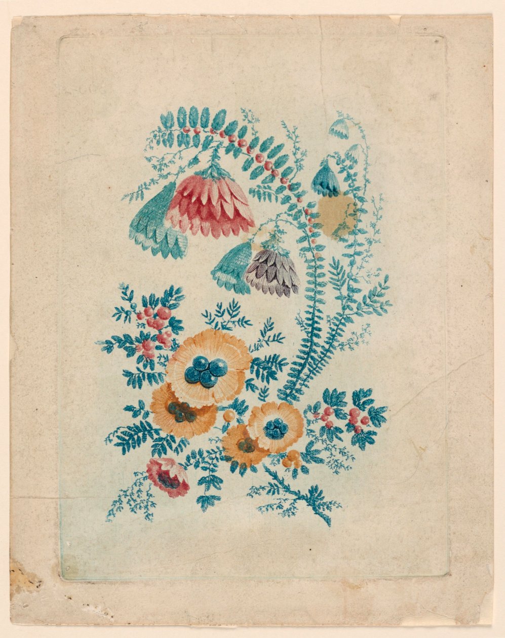 Fantastyczny motyw kwiatowy z "New Suite of Ideal Flower Notebooks" autorstwa Jean Baptiste Pillement