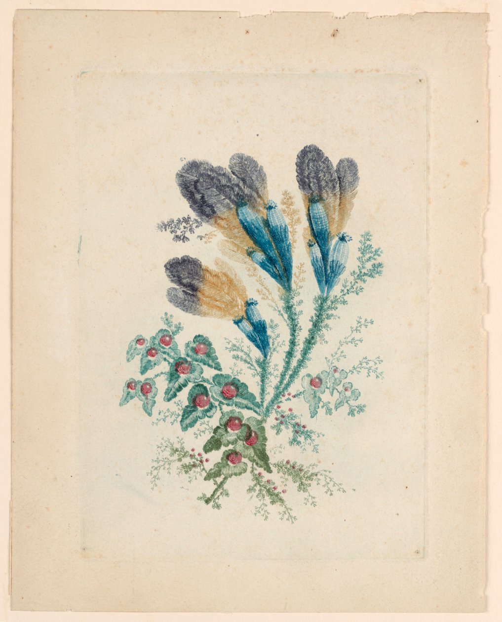Fantastyczny motyw kwiatowy z "New Suite of Ideal Flower Notebooks" autorstwa Jean Baptiste Pillement