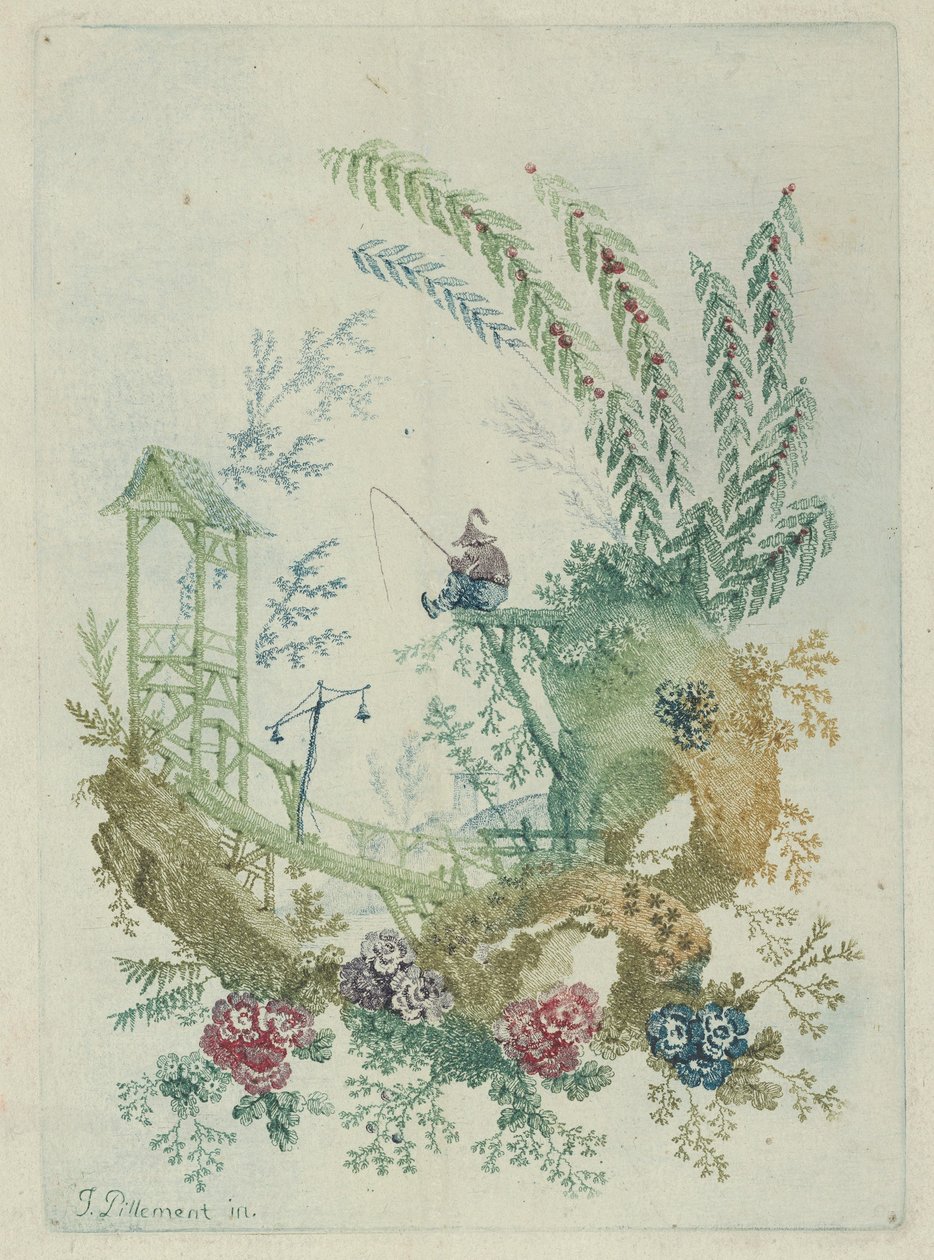 Projekt ornamentu z Nouvelle Suite de Cahiers de Dessins Chinois, lata 1790. autorstwa Jean Baptiste Pillement