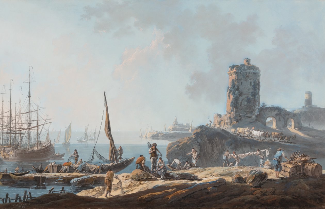 Scena portowa w spokojnej pogodzie autorstwa Jean Baptiste Pillement