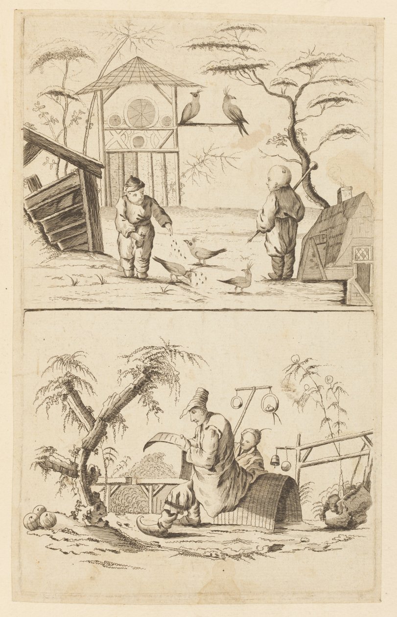 Dwie chińskie sceny autorstwa Jean Baptiste Pillement