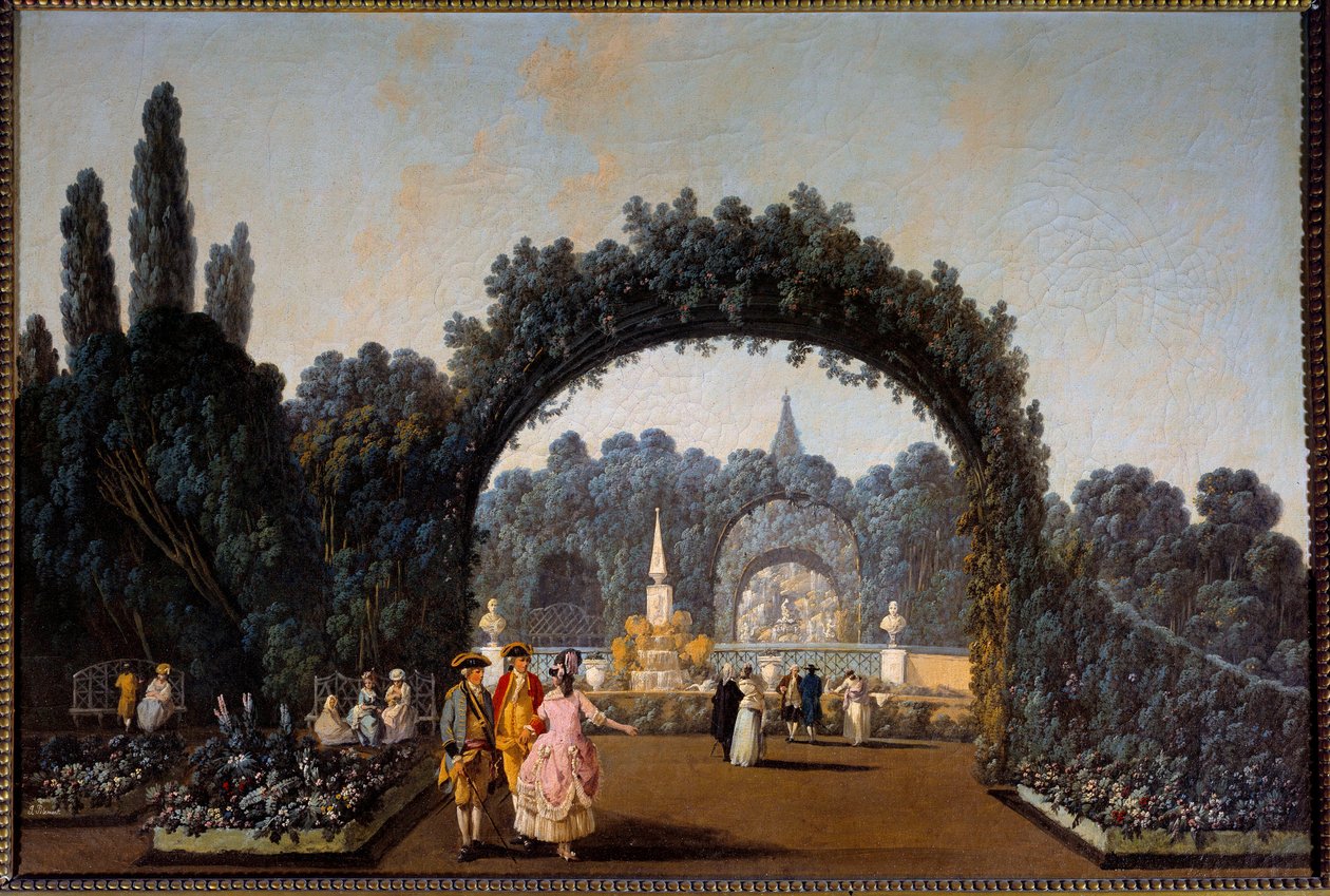 Widok ogrodów Benfiki w Lizbonie w 1785 r. Malarstwo Jean Pillement (1728-1808) Paryż, Sztuka dekoracyjna autorstwa Jean Baptiste Pillement