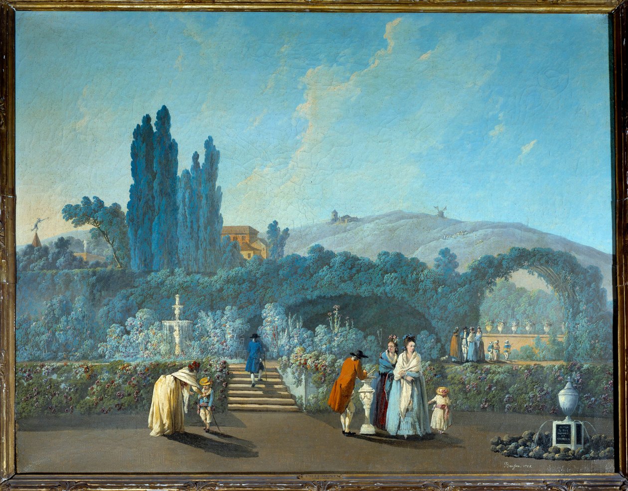 Widok ogrodów Benfiki w Lizbonie w 1785 r. Akwarela Jeana Pillementa (1728-1808) 1785 Paryż, Sztuka dekoracyjna autorstwa Jean Baptiste Pillement