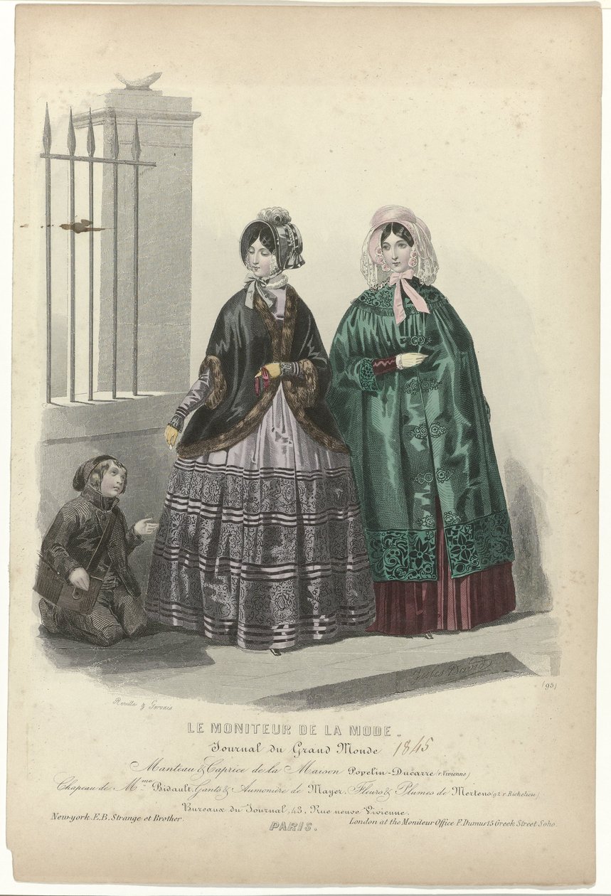 Le Moniteur de la Mode, 1845, nr 95: Płaszcz i kaprys (...) autorstwa Jean Baptiste Reville