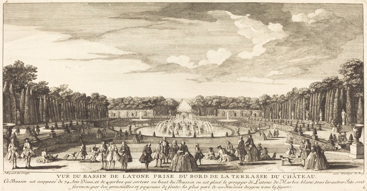 Widok na Bassin de Latona z krawędzi tarasu zamkowego autorstwa Jean Baptiste Rigaud