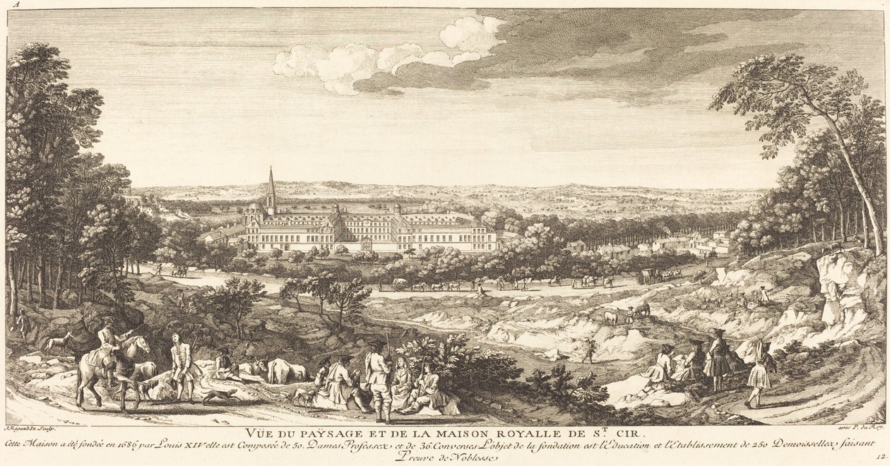 Widok na pejzaż królewskiego domu św. Cir autorstwa Jean Baptiste Rigaud