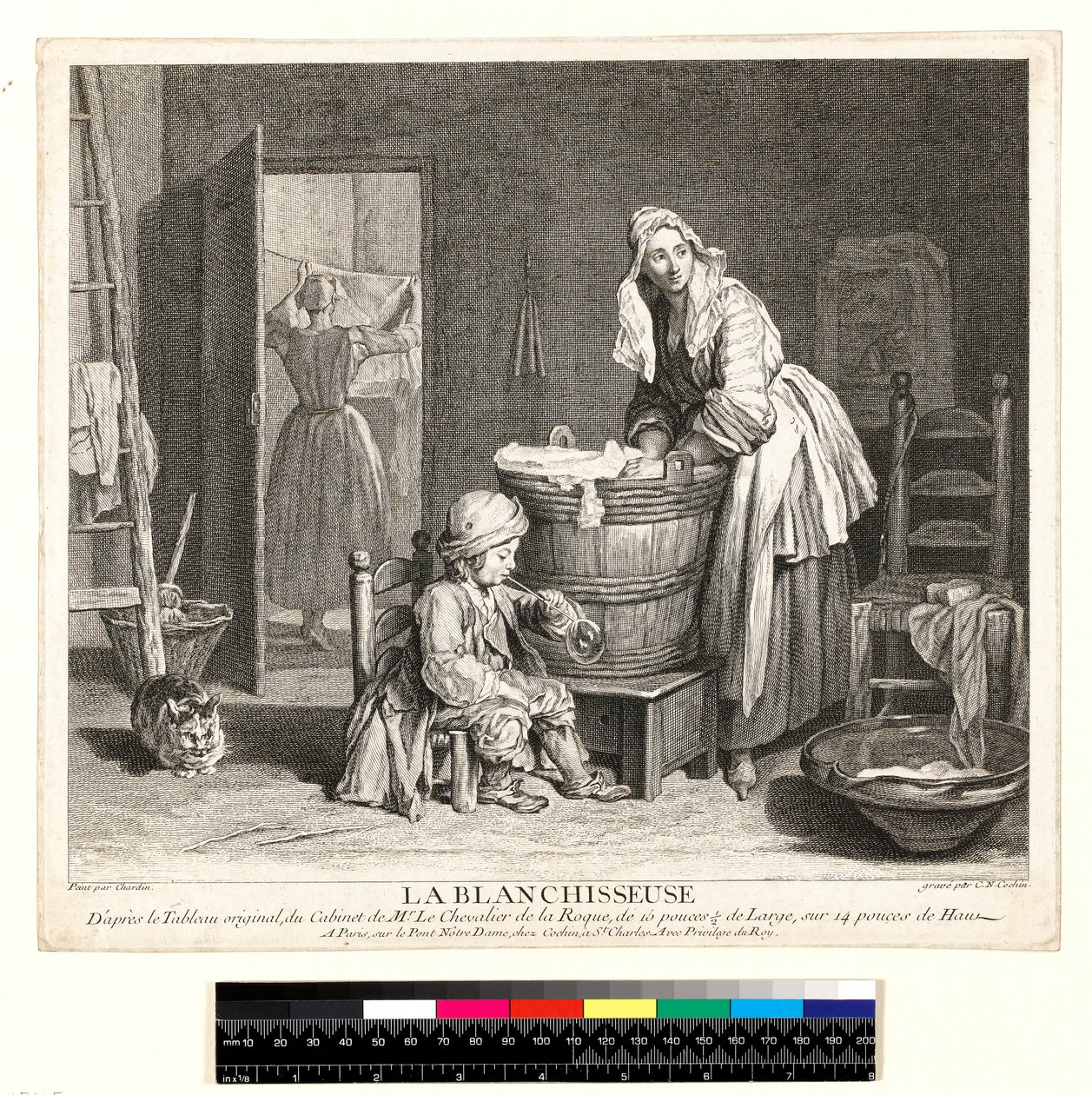 La Blanchisseuse , grawerowane przez Charles Nicolas Cochin I (1688-1754) 1739 (akwaforta i grawerowanie) autorstwa Jean Baptiste Simeon (after) Chardin