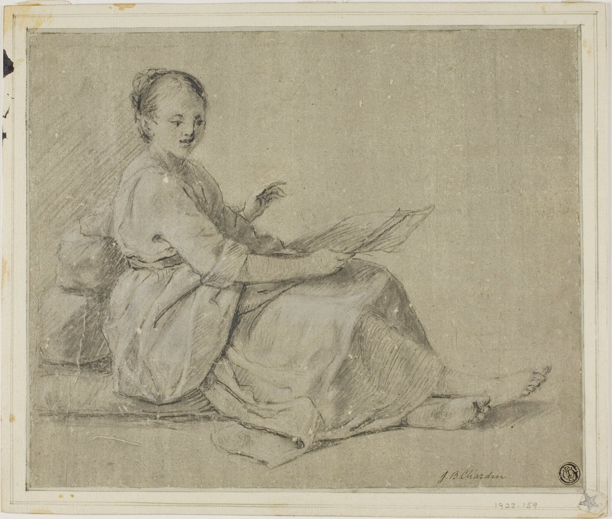 Naga kobieta siedząca na ziemi autorstwa Jean Baptiste Simeon Chardin