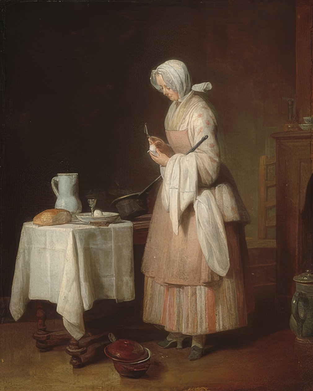 Uważna pielęgniarka. 1747 autorstwa Jean Baptiste Simeon Chardin