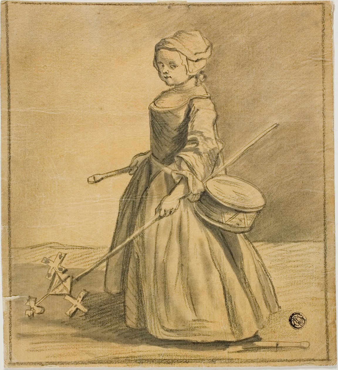 Dziewczyna grająca na bębnie autorstwa Jean Baptiste Simeon Chardin