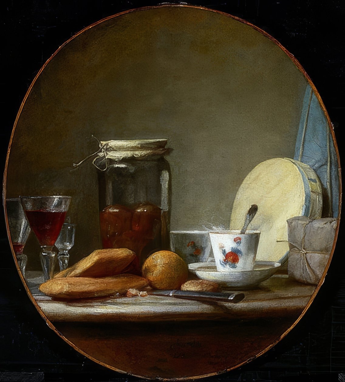 Szkło z morelami. 1758 autorstwa Jean Baptiste Simeon Chardin