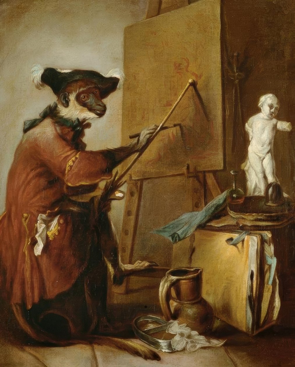 Malarz małpa autorstwa Jean Baptiste Simeon Chardin