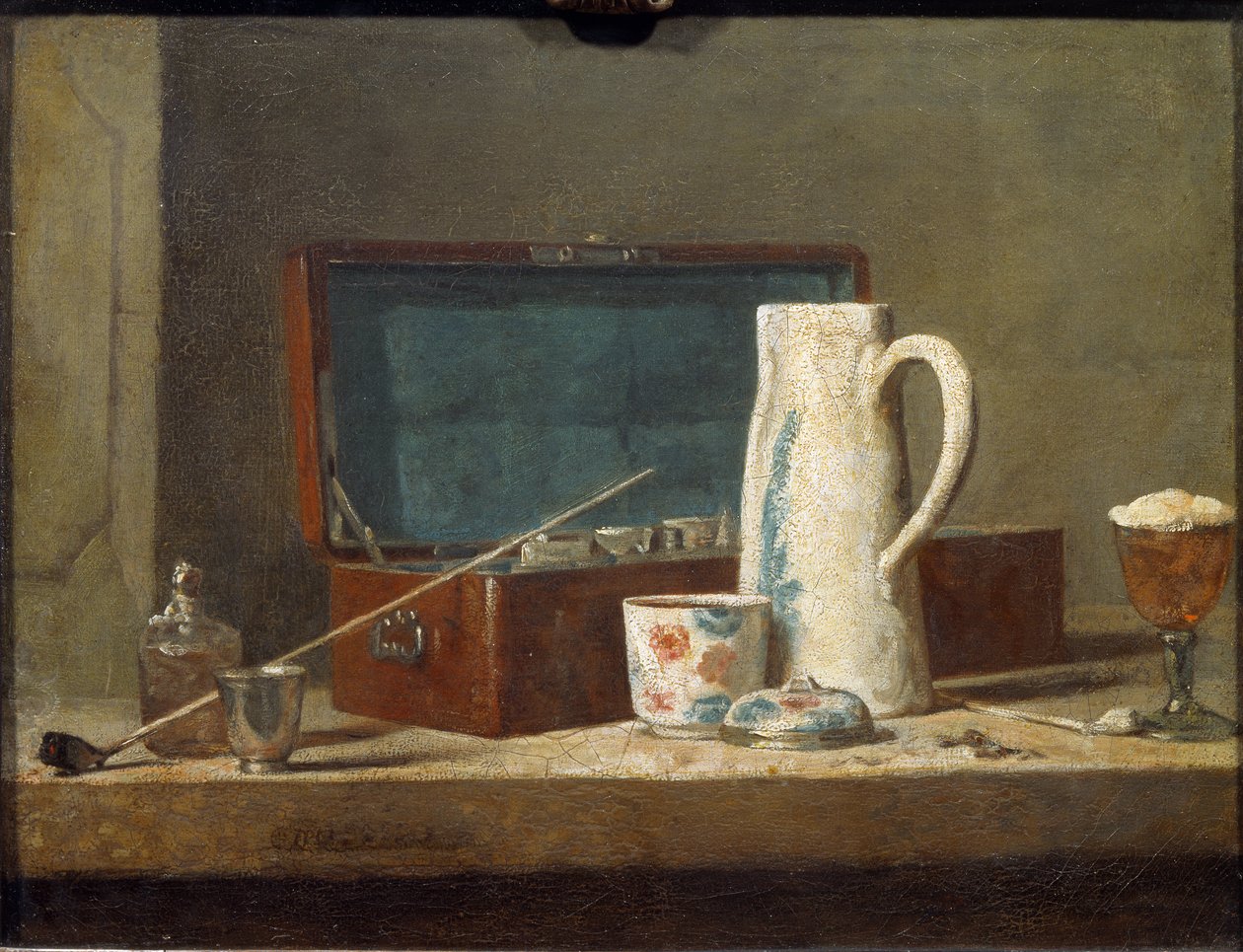 Fajki i naczynia do picia (zwane również La Tabagie) - olej na płótnie autorstwa Jean Baptiste Simeon Chardin