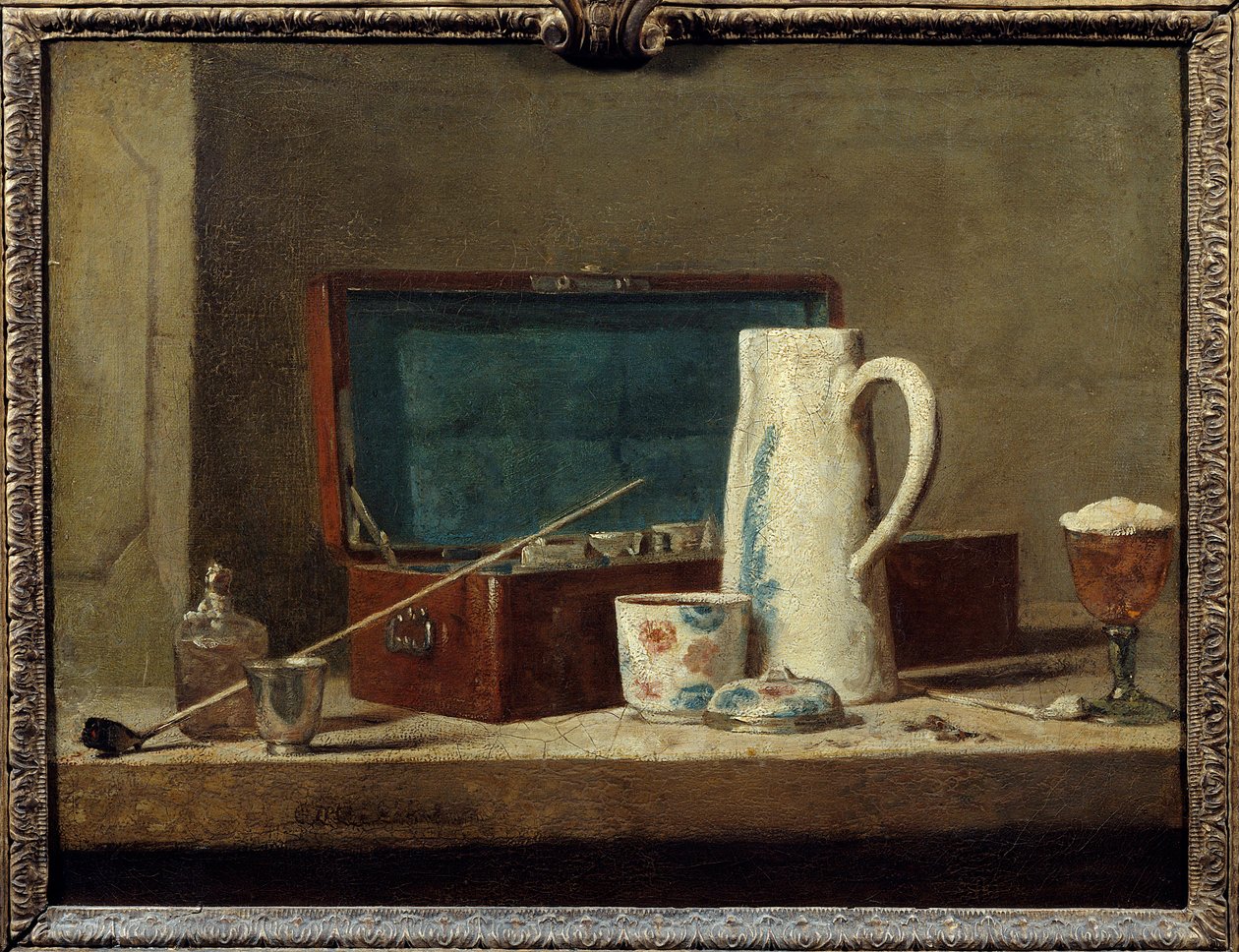 Fajki i wazon do picia lub palenia Obraz Jeana Baptiste Simeona Chardina (1699-1779) XVIII w. Słońce. 0,32 x 0,42 m. Paryż. Muzeum w Luwrze autorstwa Jean Baptiste Simeon Chardin