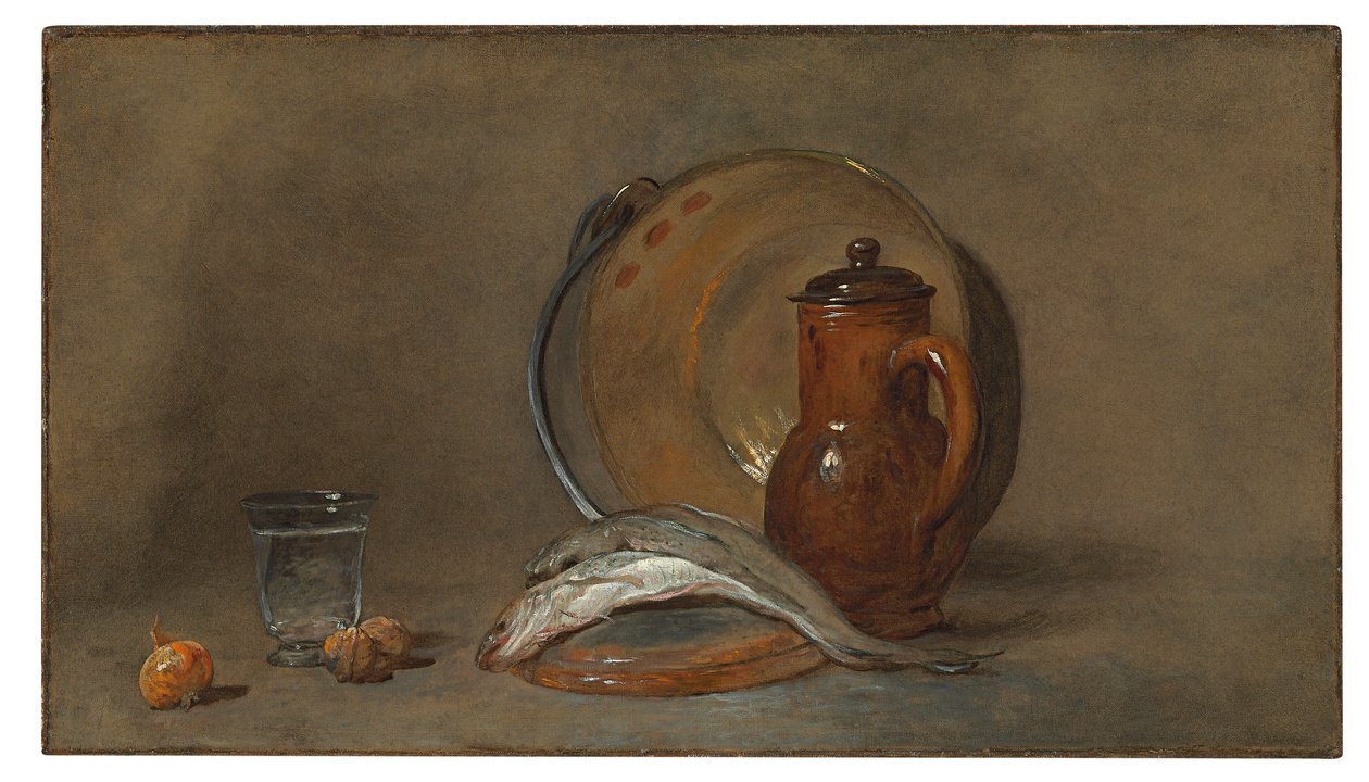 Martwa natura z rybą i miedzianym garnkiem autorstwa Jean Baptiste Simeon Chardin