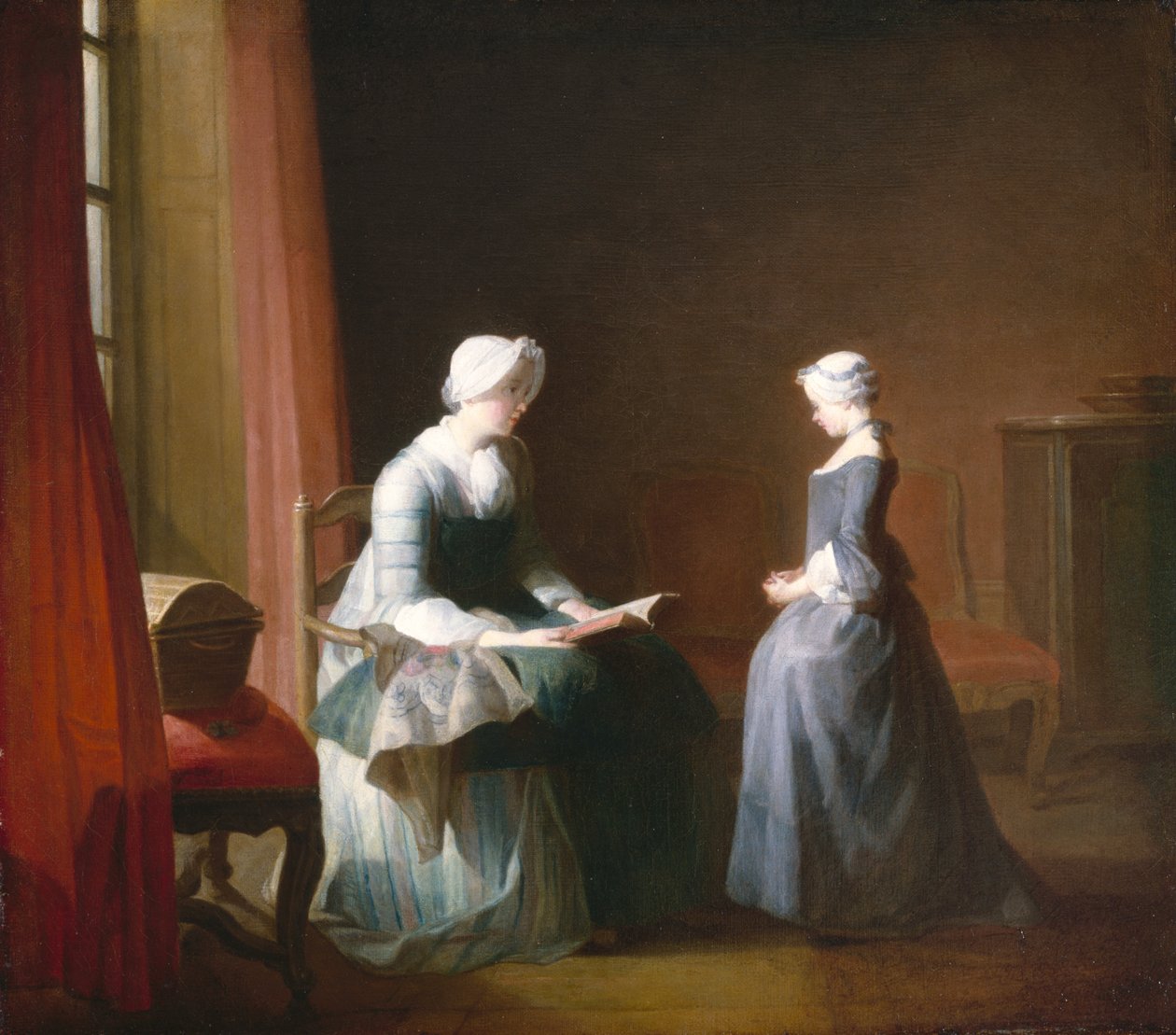 Dobra edukacja, ok.1753 (olej na płótnie) autorstwa Jean Baptiste Simeon Chardin