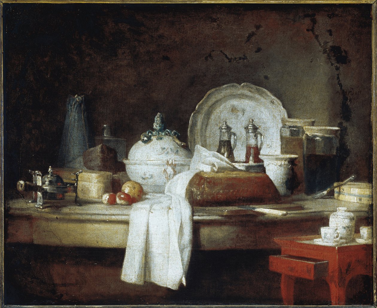 Mesa oficerska lub pozostałości po deserze obiadowym (olej na płótnie, ok. 1763 r.) autorstwa Jean Baptiste Simeon Chardin