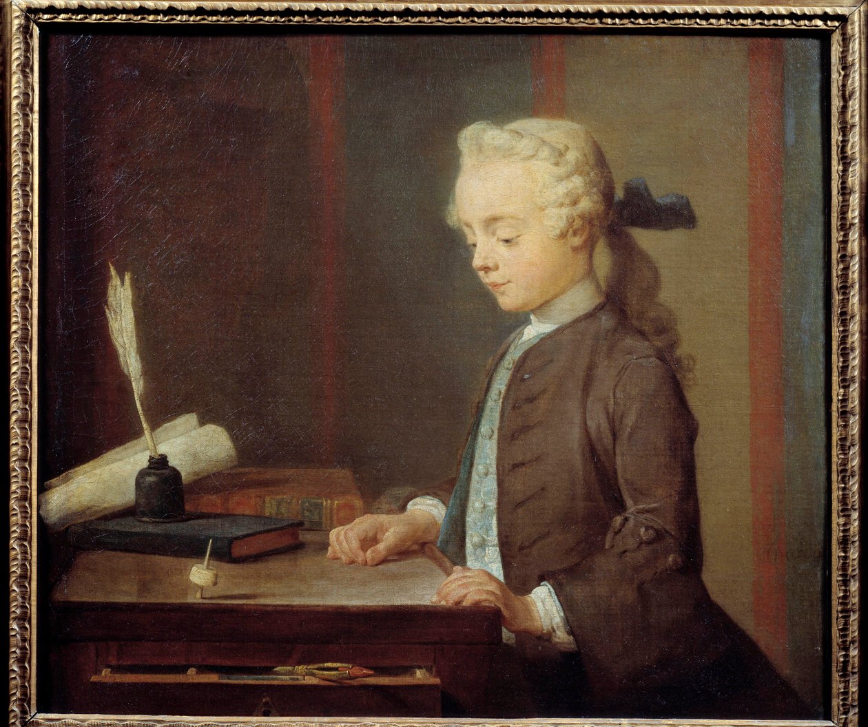 Dziecko Totona. Auguste Gabriel Godefroy (1728-1813) Dziecko bawiące się w totona, ma cztery twarze, które obracają się jak top. Obraz Jeana Baptiste Simeona Chardina (1699-1779) 1738. Wym. 0,67x0,76m. autorstwa Jean Baptiste Simeon Chardin