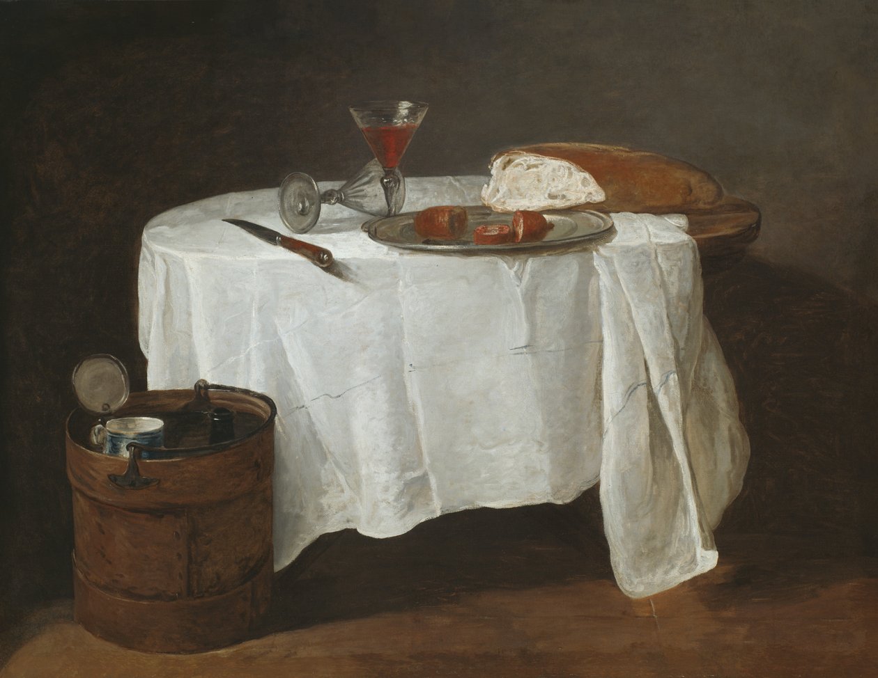 Biały obrus autorstwa Jean Baptiste Simeon Chardin