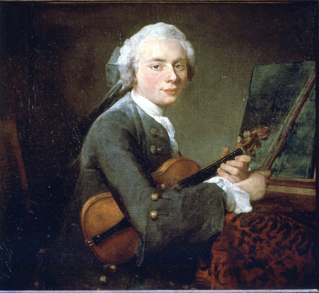 Młody człowiek na skrzypcach, ok. 1738. Portret Karola Theodose