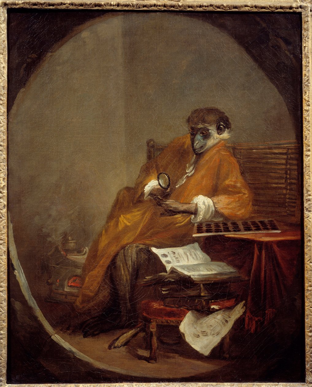 Antyczna małpa. Przedstawienie małpy w postawie człowieka. Obraz Jeana Baptiste Simeona Chardina (1699-1779) autorstwa Jean Baptiste Simeon Chardin