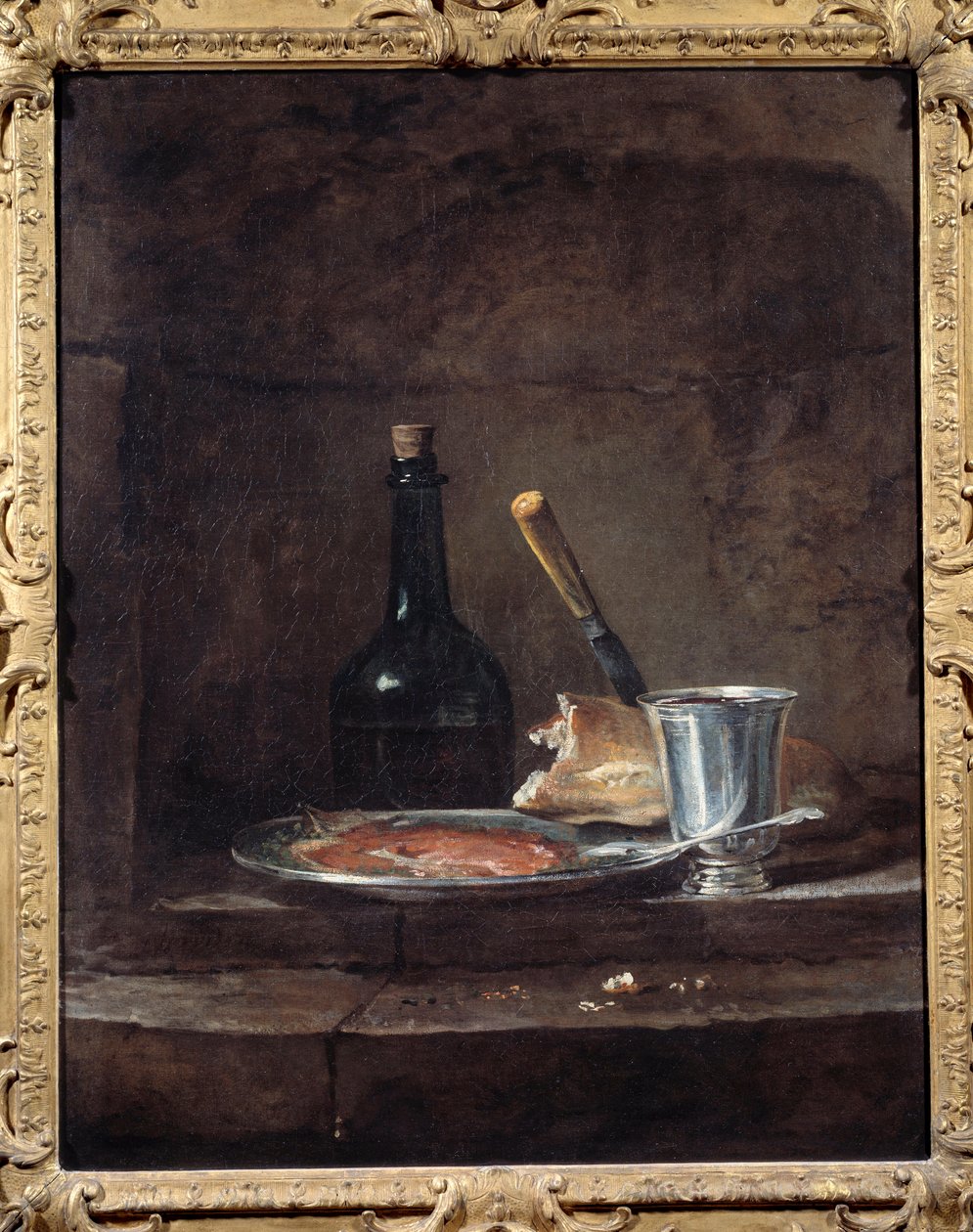 Apretura obiadu mówi również o srebrnym kubku. Obraz Jeana Baptiste Simeona Chardina (1699-1779) autorstwa Jean Baptiste Simeon Chardin