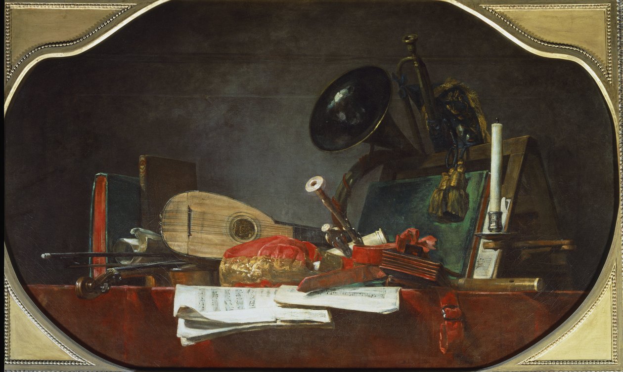 Atrybuty muzyki Martwa natura. olej na płótnie autorstwa Jean Baptiste Simeon Chardin