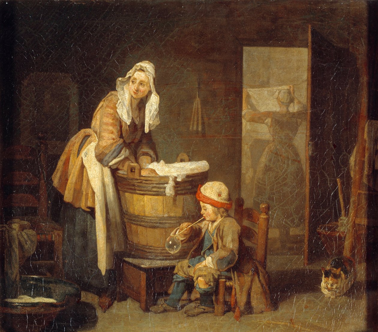 Pralka. Obraz Jeana Baptiste Simeona Chardina (1699-1779) autorstwa Jean Baptiste Simeon Chardin