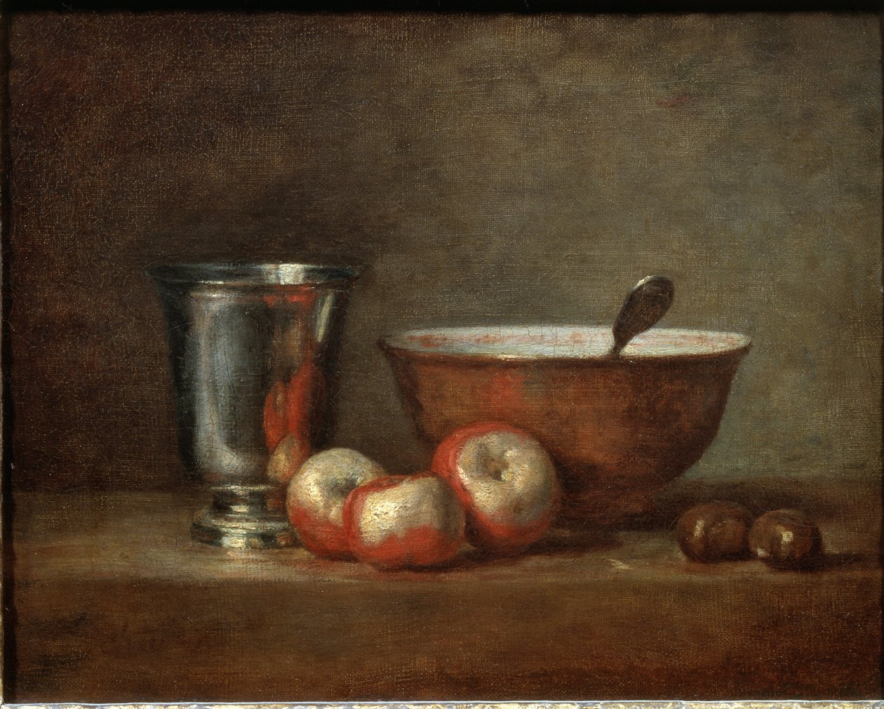 Srebrny kielich (lub srebrny puchar) - Olej na płótnie autorstwa Jean Baptiste Simeon Chardin