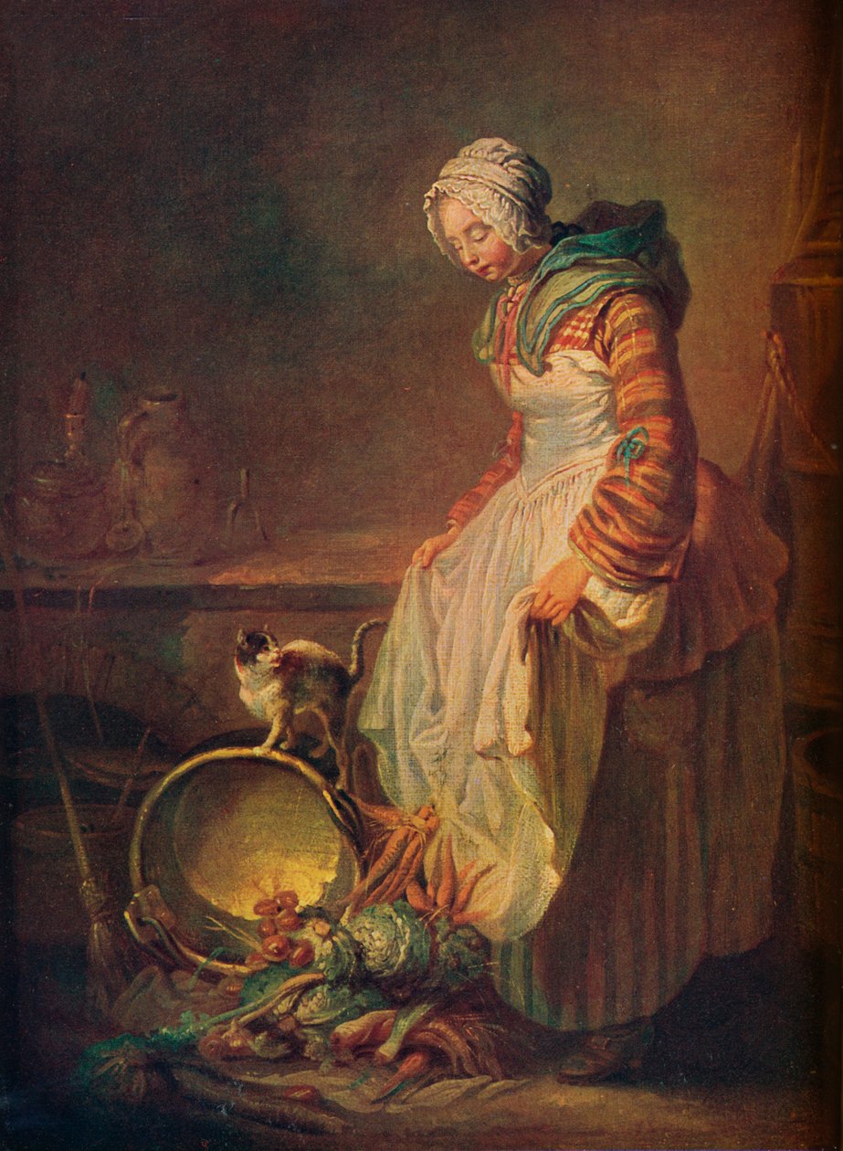 Kobieta z kotkiem, XVIII wiek autorstwa Jean Baptiste Simeon Chardin