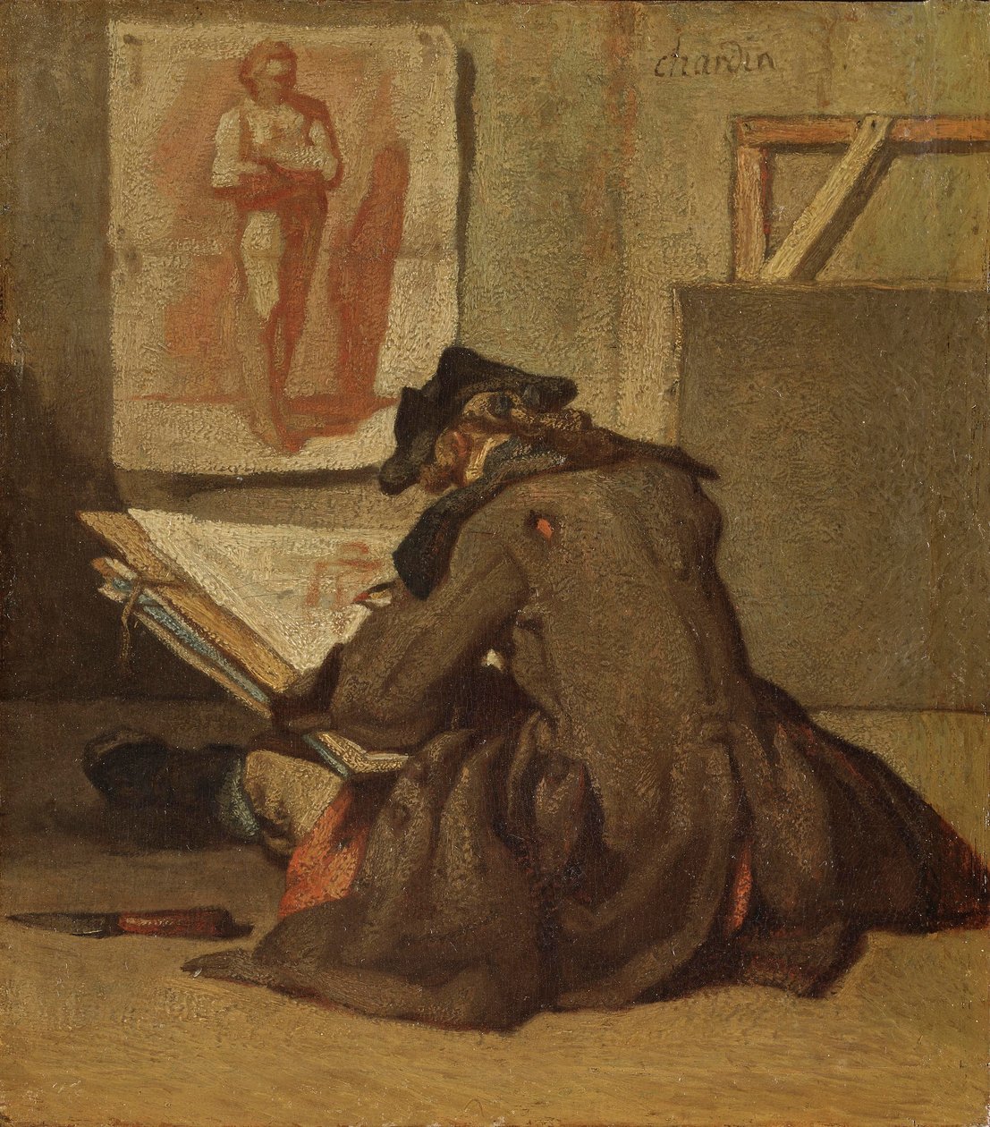 Rysunek młodego studenta (olej na dębie) autorstwa Jean Baptiste Simeon Chardin