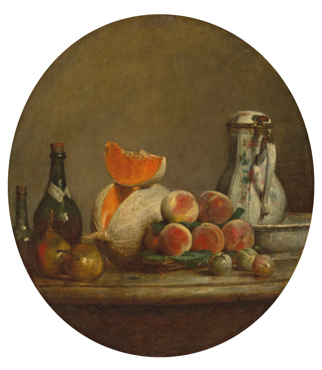 Francuski:  Le Melon entamé Melon w plasterkach autorstwa Jean Baptiste Simeon Chardin