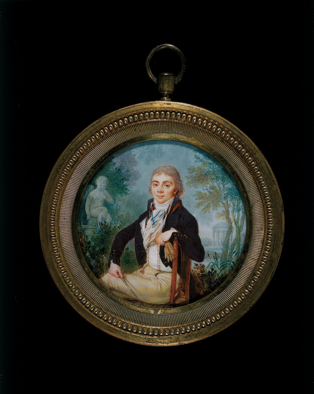 Portret Miniatura młodego Dżentelmena zwanego Pan Videl, siedząca w trzech czwartych długości (rama pozłacany-brąz) autorstwa Jean Baptiste Soyer