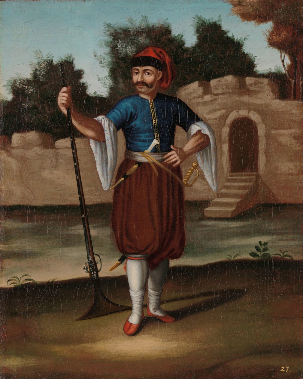 Albański żołnierz autorstwa Jean Baptiste Vanmour (workshop of)
