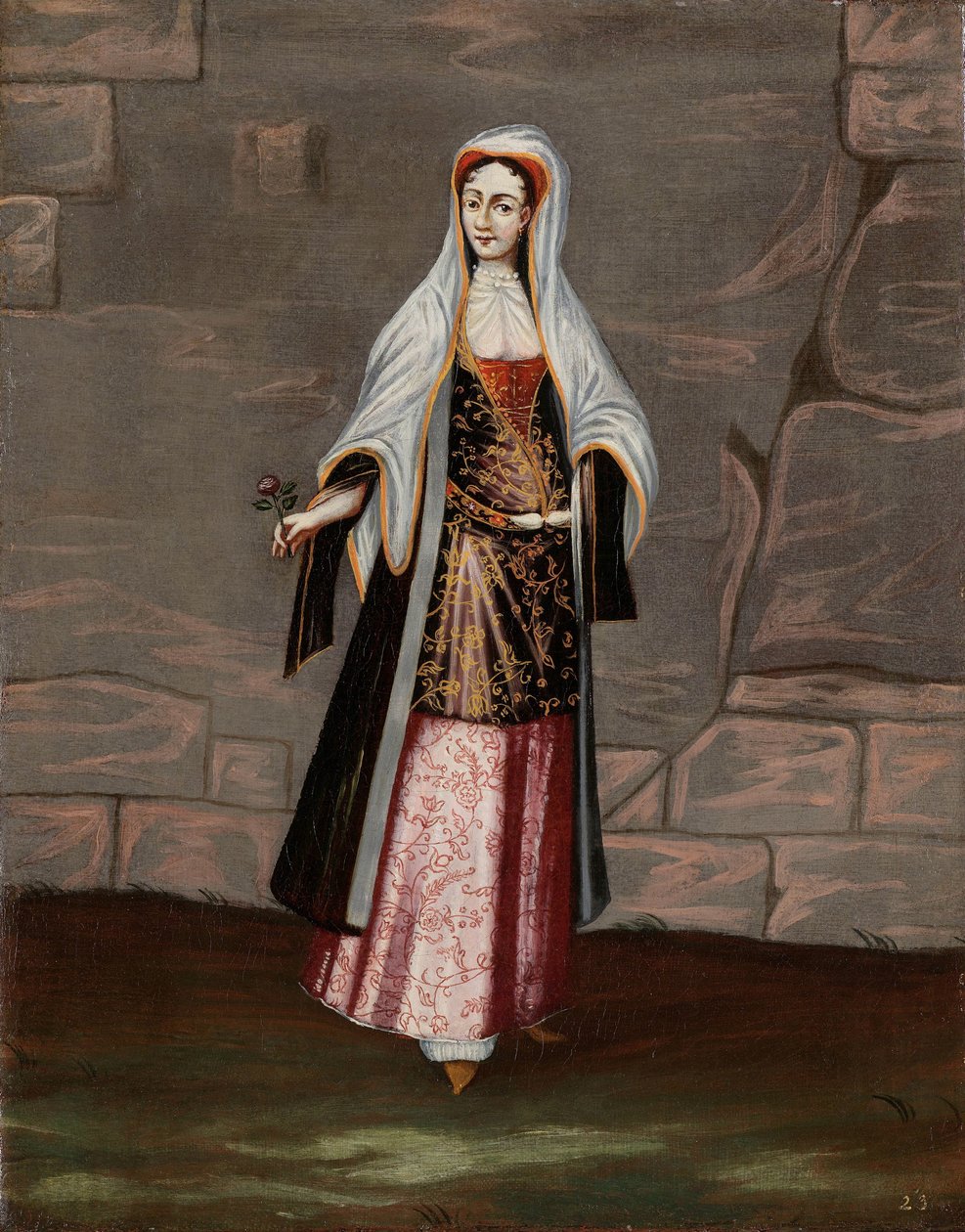 Kobieta z wyspy Mykonos autorstwa Jean Baptiste Vanmour (workshop of)