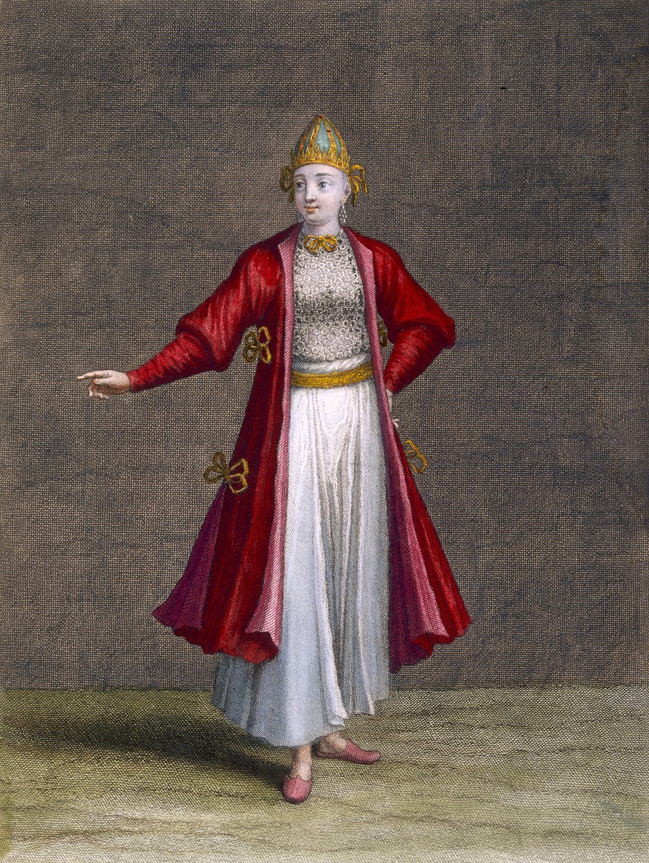 Bułgarska dziewczyna, tablica 83 z „Kolekcja stu druków reprezentujących różne narody Lewantu” Charlesa de Ferriola, sztych. Jean-Baptiste Haussard (fl.1679-1749), 1707-08 (c autorstwa Jean Baptiste Vanmour