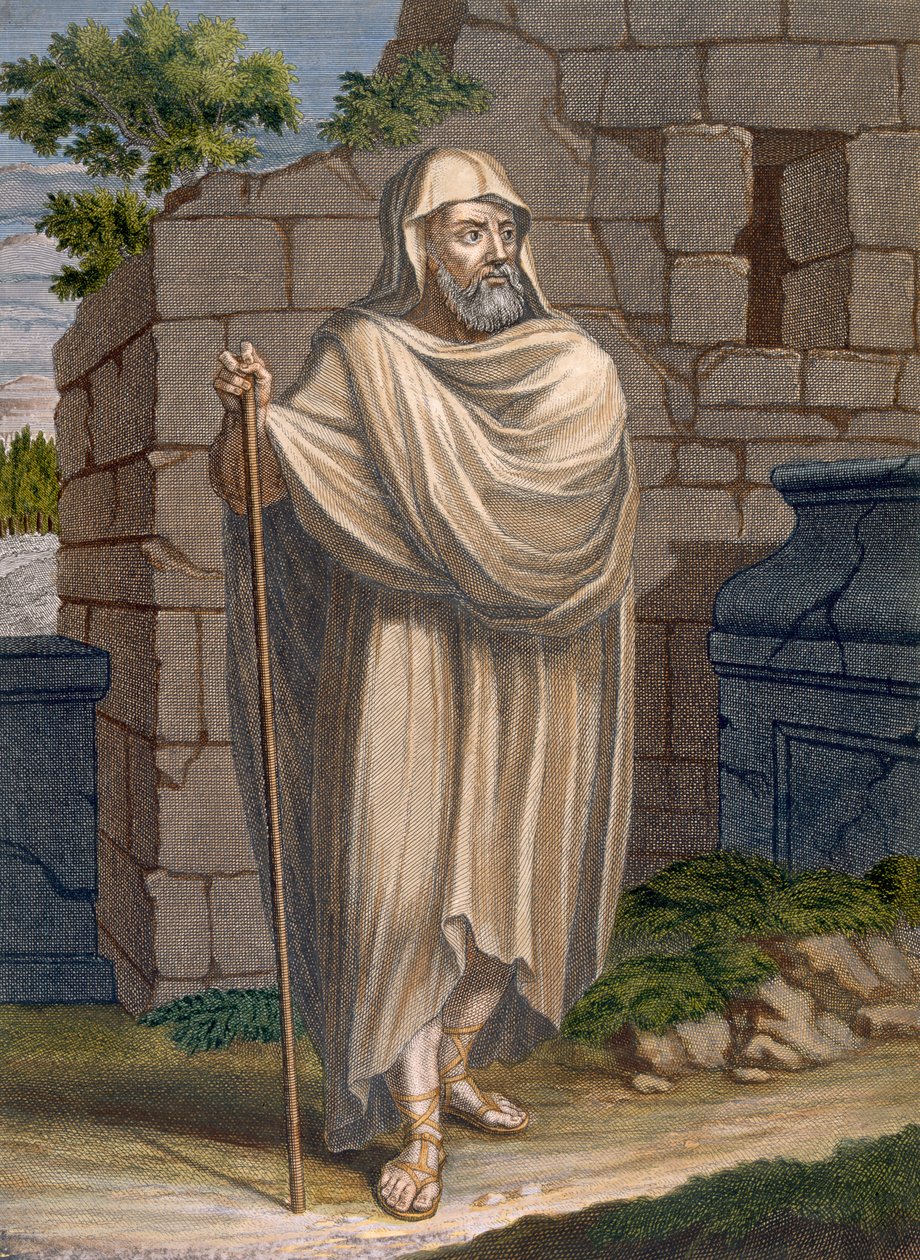 A Desert Arab, tablica 94 z „Kolekcja stu druków reprezentujących różne narody Lewantu” Charlesa de Ferriola, sztych. Jean-Baptiste Haussard (fl.1678-1749), 1707-08 (kolor autorstwa Jean Baptiste Vanmour