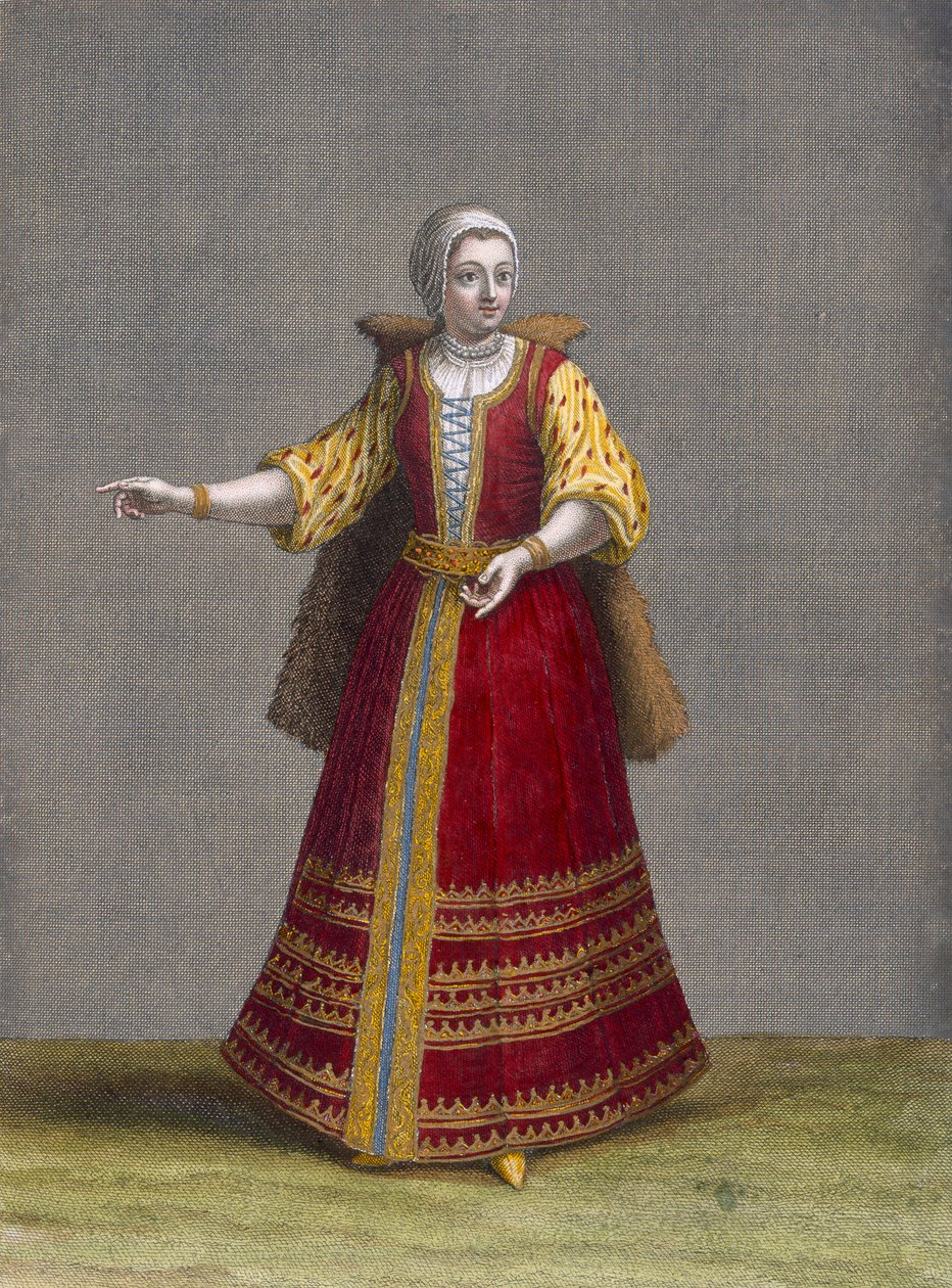 Węgierka, tablica 77 z „Kolekcja stu druków reprezentujących różne narody Lewantu” Charlesa de Ferriola, sztych. Jean-Baptiste Haussard (fl.1679-1749), 1707-08 ( autorstwa Jean Baptiste Vanmour