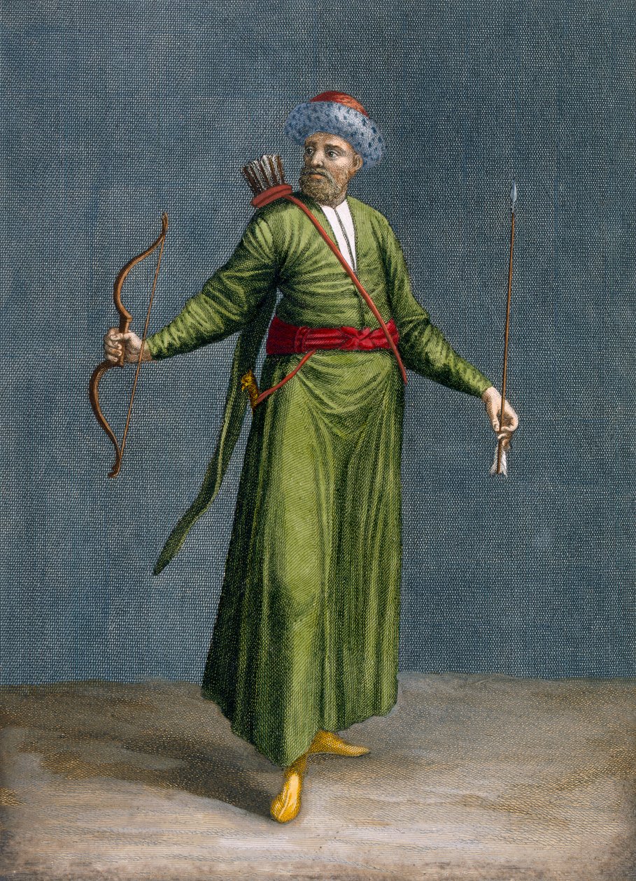 Tatar z Krymu, tablica 84 z „Kolekcja stu druków reprezentujących różne narody Lewantu” Charlesa de Ferriola, ryt.: Philippe Simonneau (1685-c.1753), 1707-08 (kolor autorstwa Jean Baptiste Vanmour