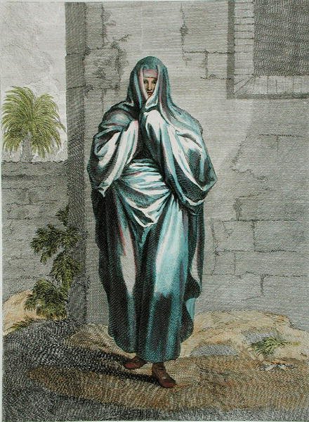 Afrykańska kobieta, tablica 98 z "Zebrania stu rycin przedstawiających różne narody Lewantu namalowanych na obrazach z natury..." autorstwa Jean Baptiste Vanmour