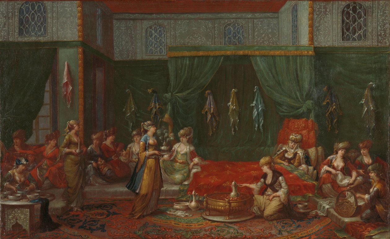 Pokój do spania wybitnej Turczynki, ok. 1720-37 (olej na płótnie) autorstwa Jean Baptiste Vanmour