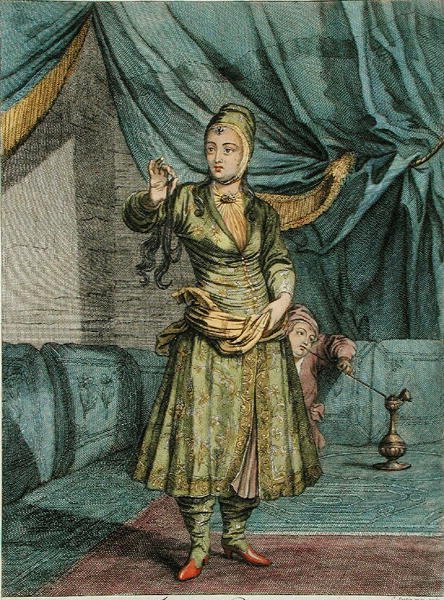Kobieta perska, tablica 91 z „Kolekcja stu rycin przedstawiających różne narody Lewantu narysowana na obrazach z natury…” autorstwa Jean Baptiste Vanmour