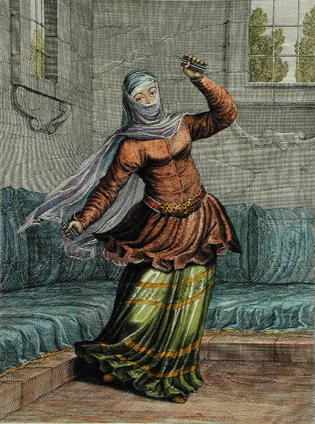 Tchinguis, czyli tancerka turecka, płyta 54 z „Kolekcja Cent Estampes reprezentująca różne narody Lewantu narysowana na obrazach z natury…” autorstwa Jean Baptiste Vanmour