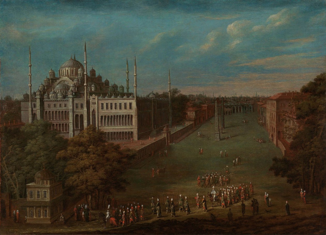 Wielki Wezyr przekraczający Atmeydanı (Plac Koni) Wielki Wezyr przecina Atmeydanı (hipodrom) autorstwa Jean Baptiste Vanmour