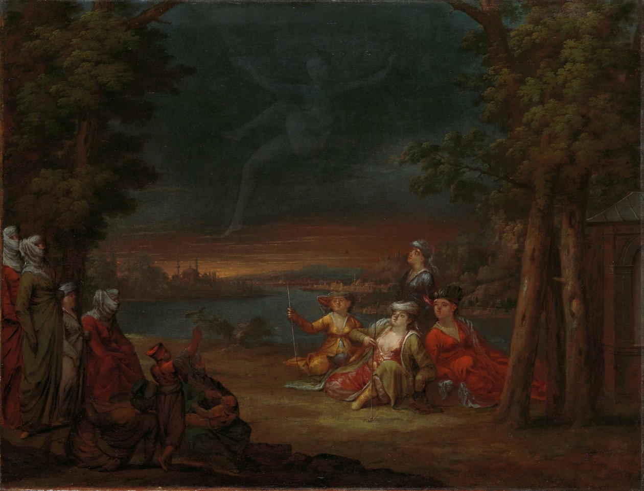 Turczynki na wsi w pobliżu Stambułu Turczynki w pobliżu Konstantynopola oglądają zjawę na niebie autorstwa Jean Baptiste Vanmour