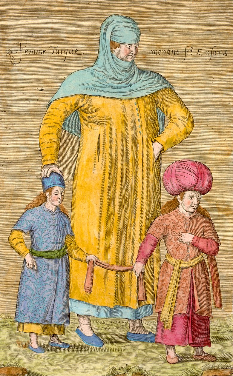 Kobieta prowadząca dzieci, płyta z "Kolekcji stu rycin przedstawiających różne narody Lewantu" Charlesa de Ferriol, 1707-08 autorstwa Jean Baptiste Vanmour
