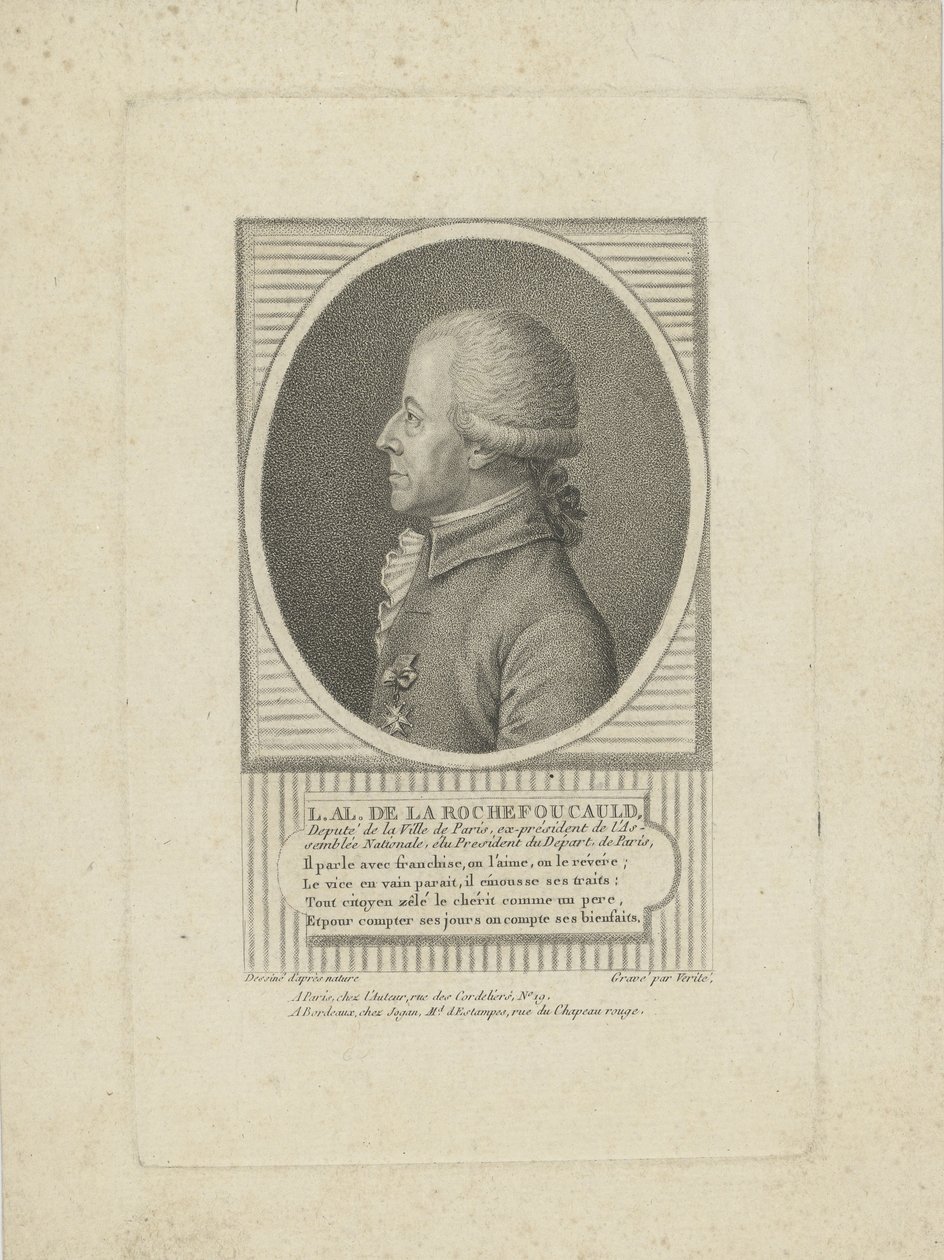 Louis-Alexandre de La Rochefoucauld, książę Enville 1743-1792, lata 90. XVIII wieku. autorstwa Jean Baptiste Verite