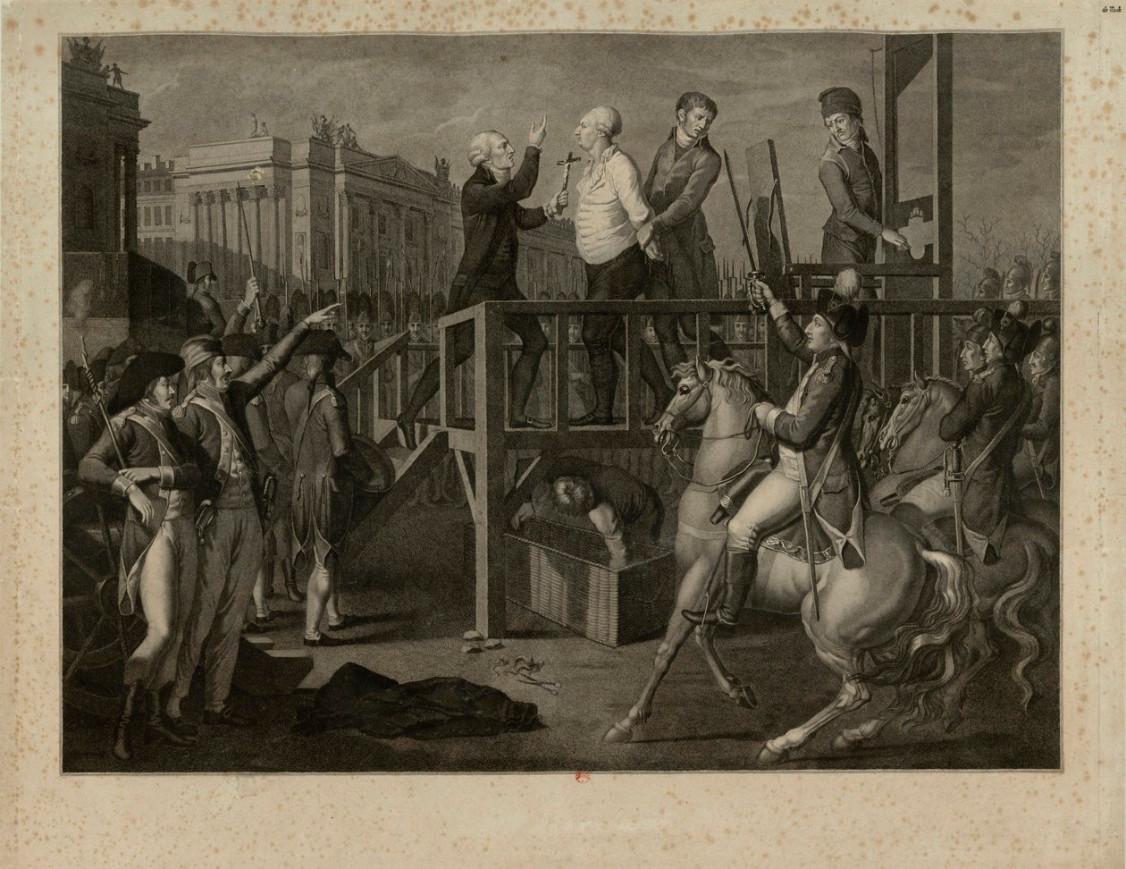 Egzekucja Ludwika XVI na Placu Rewolucji 21 stycznia 1793 r. ok. 1794 r. autorstwa Jean Baptiste Verite