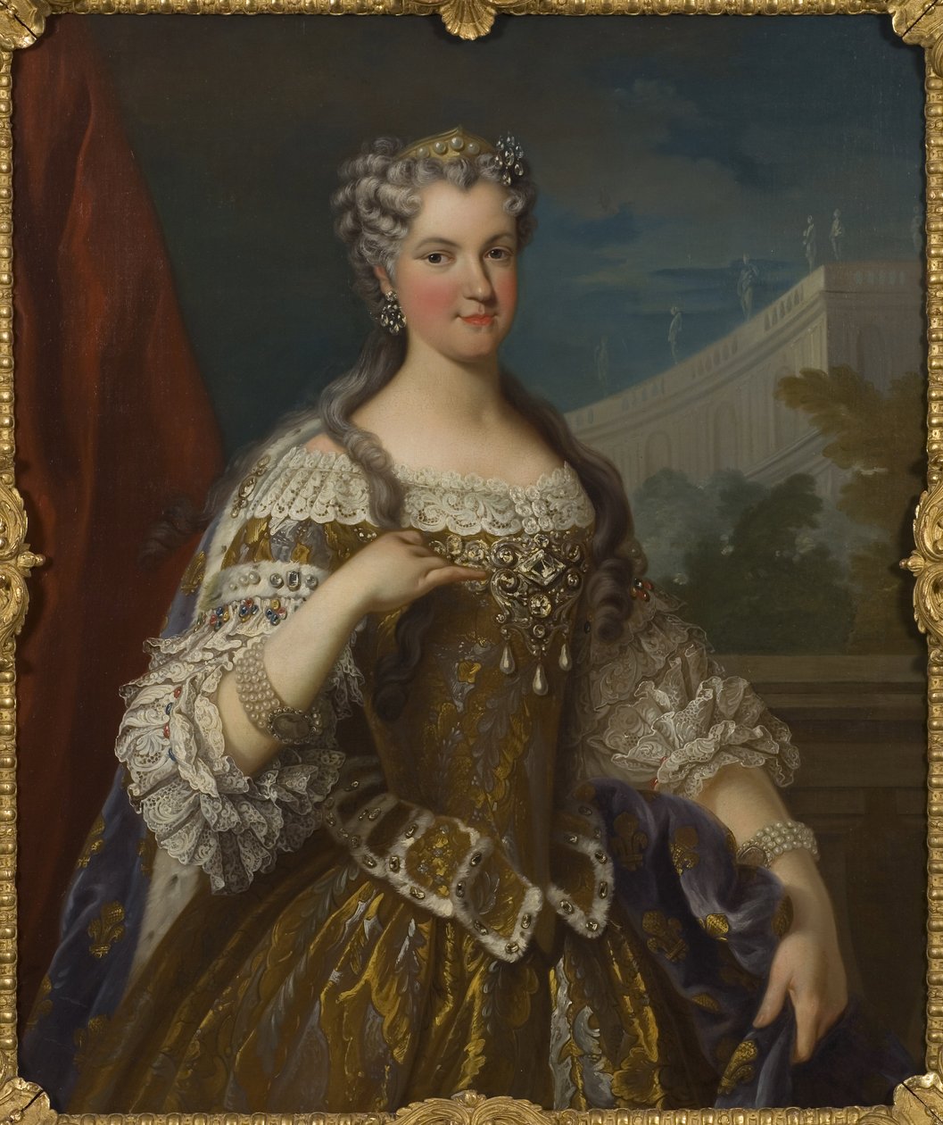 Maria Leszczyńska (Leczinska), polska arystokratka i królowa Francji - Portret Marii Leszczyńskiej, królowej Francji (1703-1768), autorstwa Van Loo, Jean Baptiste, Kopia za (1684-1745). Olej na płótnie. Wymiary: 104x82cm. Muzeum Narodowe w Sztokholmie autorstwa Jean Baptiste van Loo